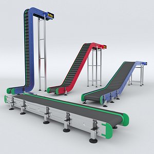Z Type Conveyor Belt Adjustable and Rigged 3D model