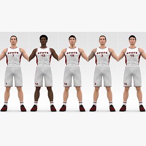 Basketball Players White Team Collection model