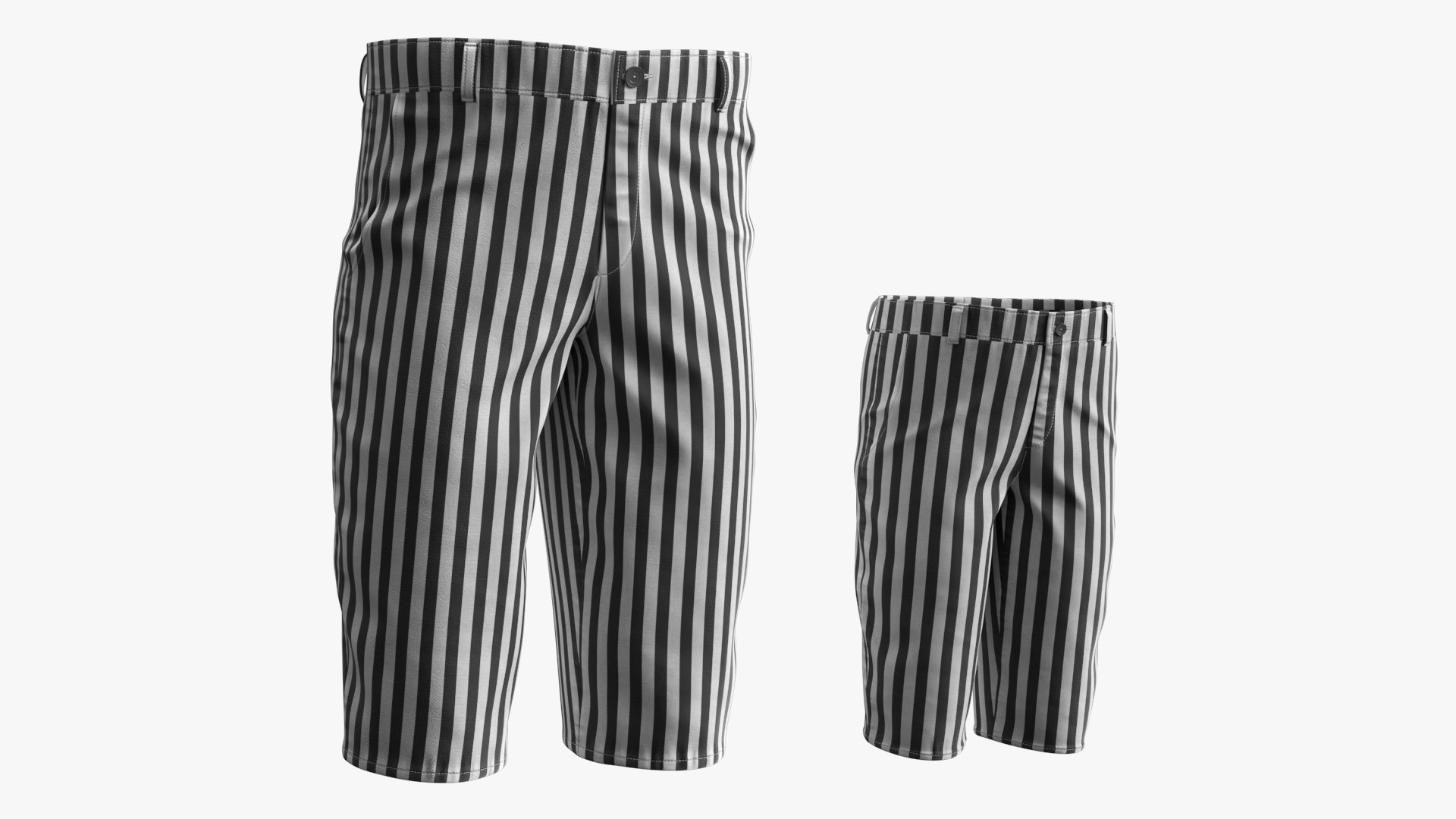 Mens Striped Knee Length Shorts for Adult and Kids 3D model preview