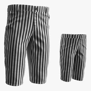 Mens Striped Knee Length Shorts for Adult and Kids 3D model