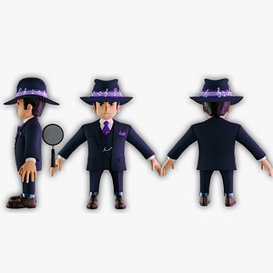 3D Stylized Detective Boy 3D Character  Game Ready  Textured model