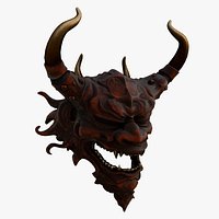 Japanese Oni Demon Mask   Dark Fantasy Samurai Mask