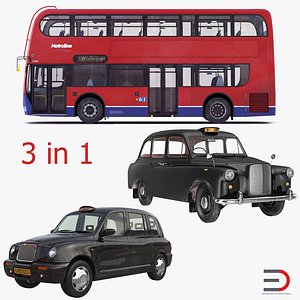 3d london bus taxi vehicle