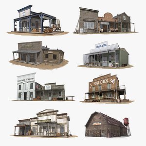 Realistic Western Town Buildings Game Collection