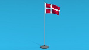 Low Poly Seamless Animated Denmark Flag model