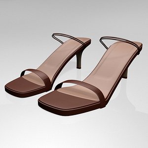 3D Square-Toe High-Heel Strappy Sandals 02 model