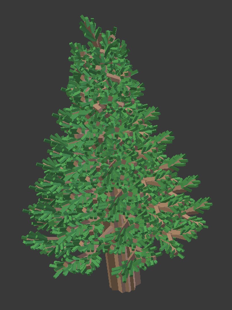 simple block pine tree 3d model