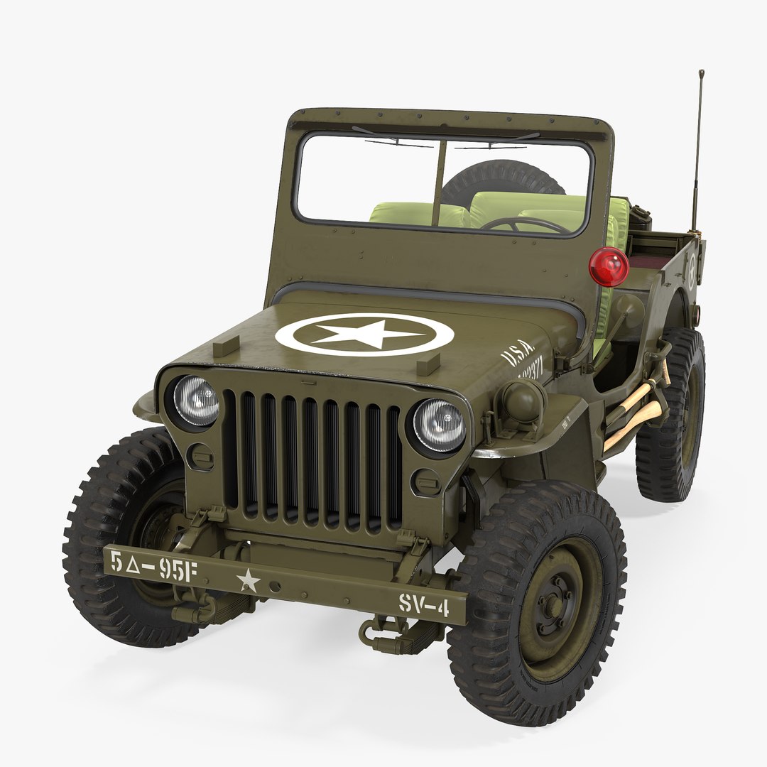 Jeep Willys 1944 Rigged 3D Model