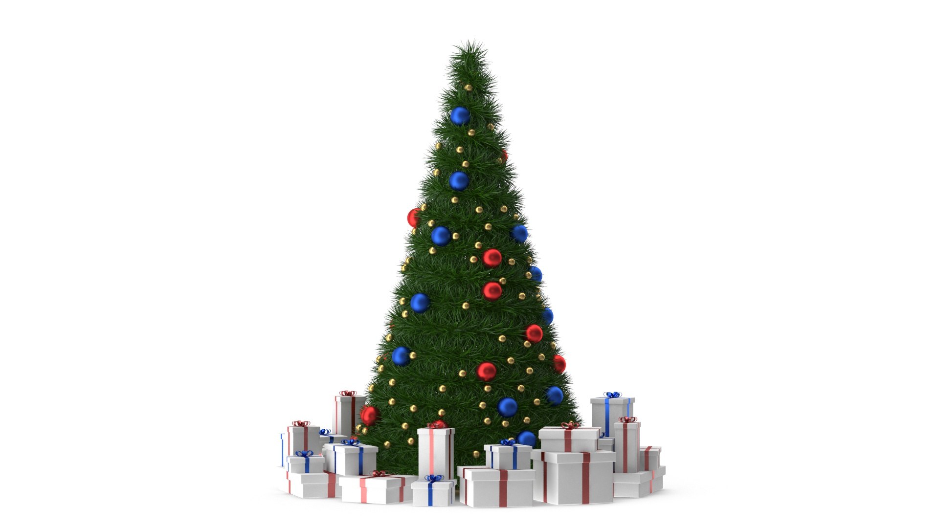 Christmas Tree With White Gift Boxes 3D Model - TurboSquid 1817637