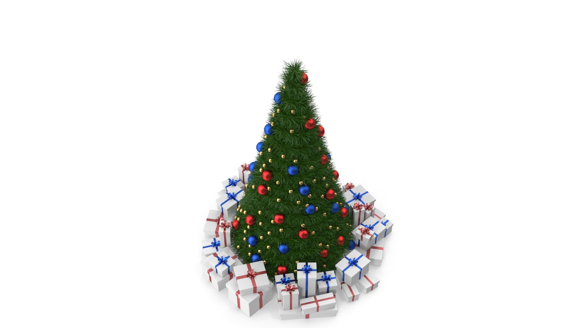 Christmas Tree With White Gift Boxes 3D Model - TurboSquid 1817637