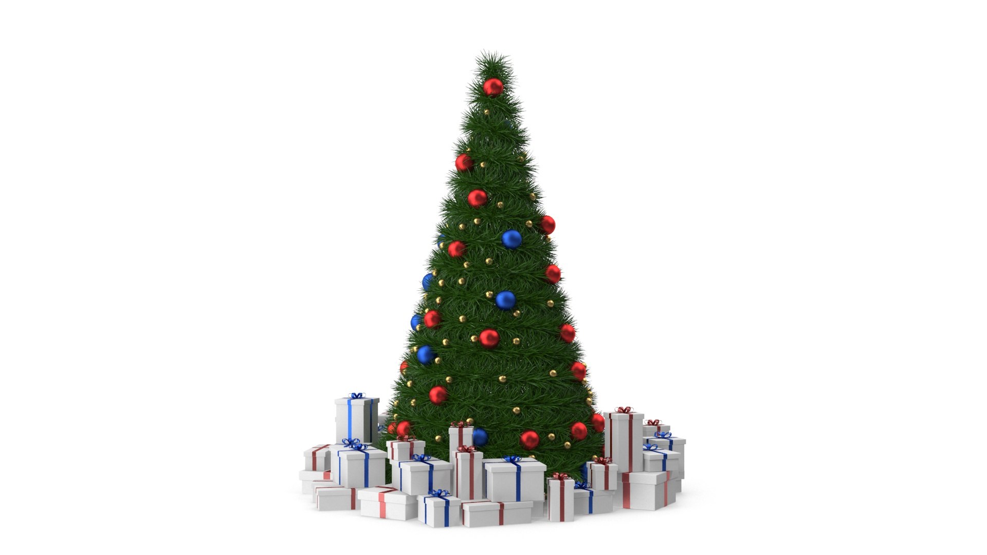 Christmas Tree With White Gift Boxes 3D Model - TurboSquid 1817637