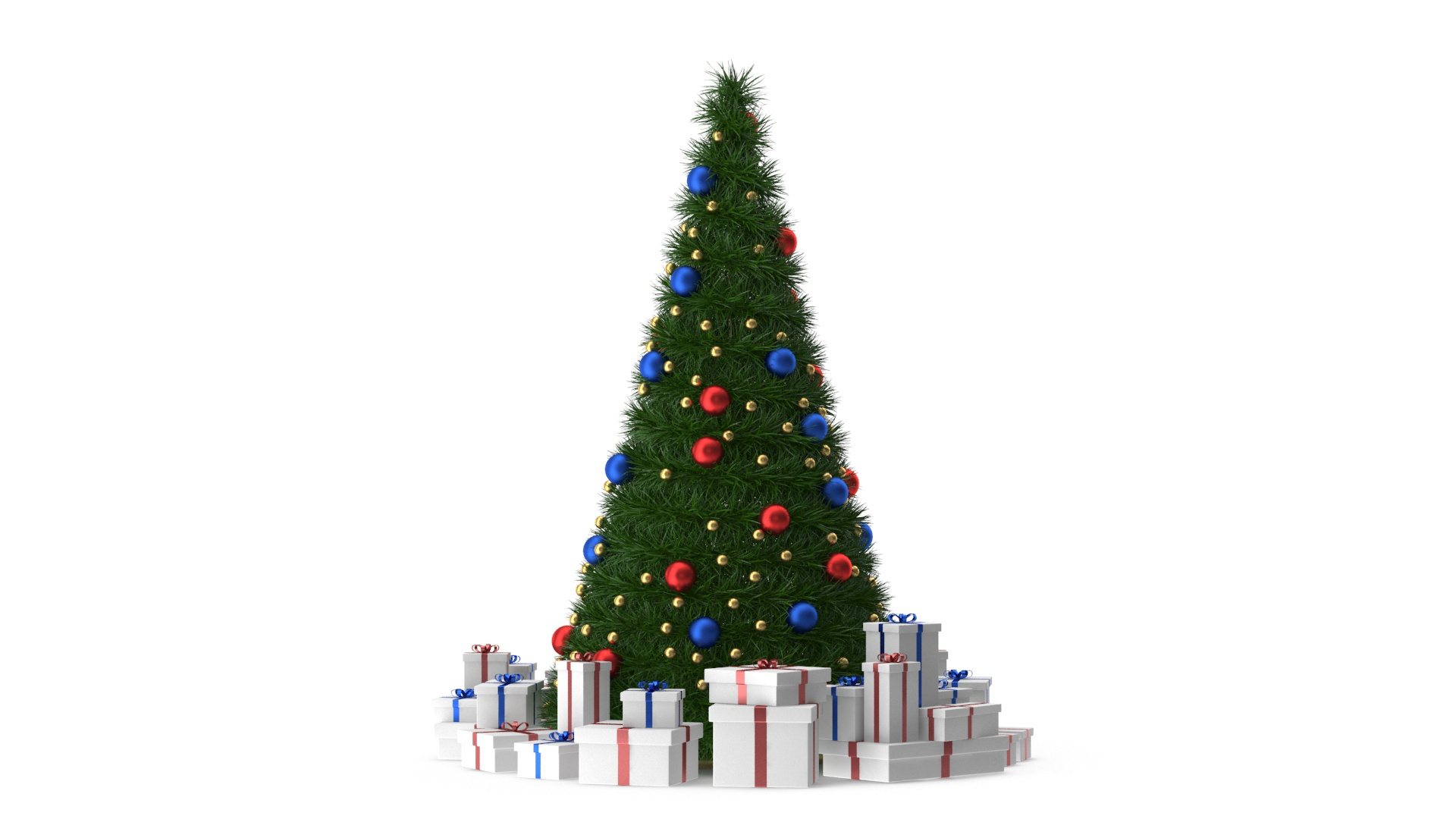 Christmas Tree With White Gift Boxes 3D Model - TurboSquid 1817637