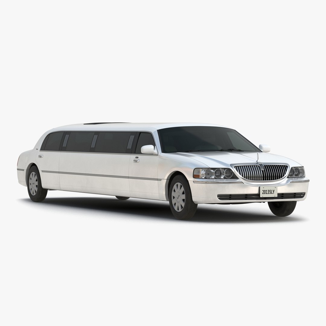 Lincoln Stretch Car Limousine White 3D Model 3D model preview