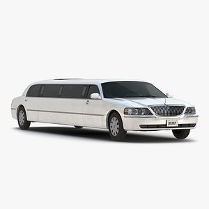 Lincoln Stretch Car Limousine White 3D Model