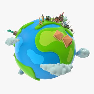 Stylized Miniature Earth with Landmarks