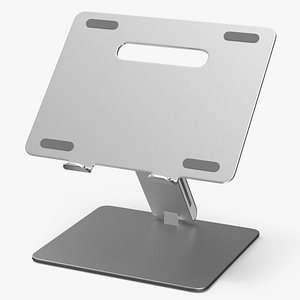 Adjustable Notebook Riser Holder Silver 3D