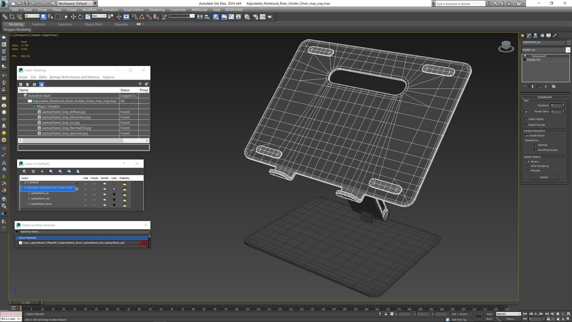 Adjustable Notebook Riser Holder Silver 3D - TurboSquid 2198577