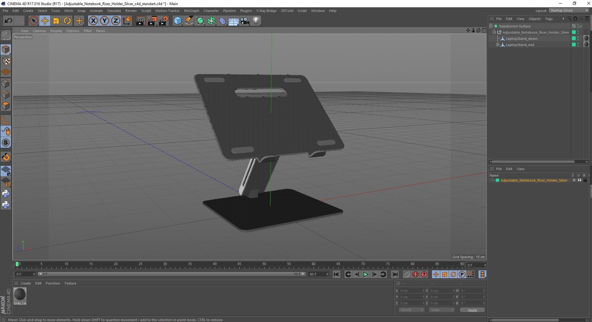 Adjustable Notebook Riser Holder Silver 3D - TurboSquid 2198577