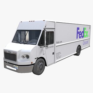 3D Freightliner FedEx boxvan PBR model