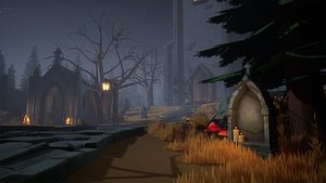 Stylized Graveyard with Church 3D model