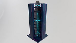 Rocket with electromagnetic launcher 3D model