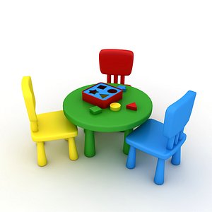 3D kindergarten table chair model