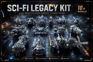 Sci-Fi Spacecraft Armada 15 Hard Surface Kitbash Models