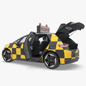 3D Volkswagen ID3 Follow Me Airport Vehicle Rigged for Cinema 4D