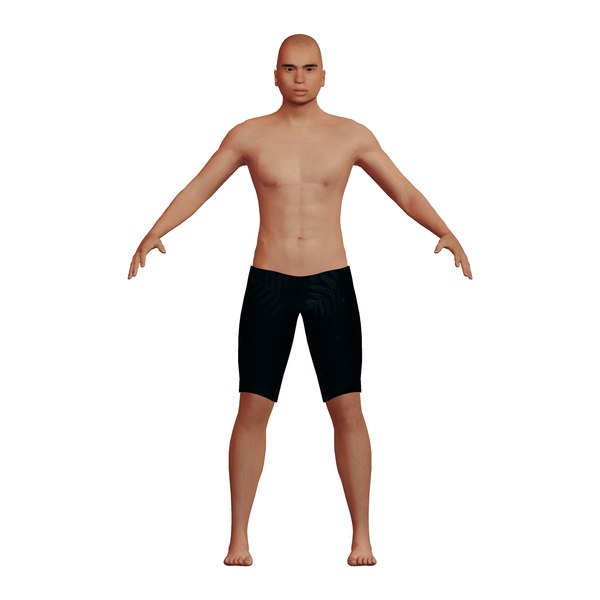 bald muscular asian man 3D model