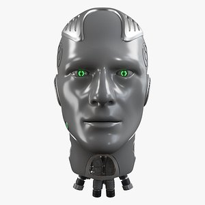 Male Robot Head Grey 3D model