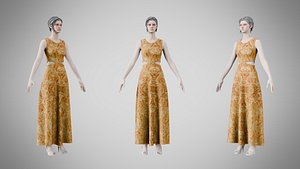 Dress 31 Amber Bloom Brocade model