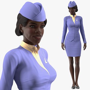 dark skinned black stewardess 3D model