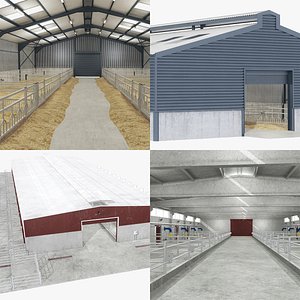 Cow and Sheep Farm Building Collection 3D model