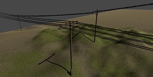 electric poles wire 3D model