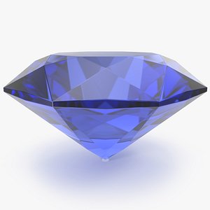 3D Single Cut Blue Sapphire model