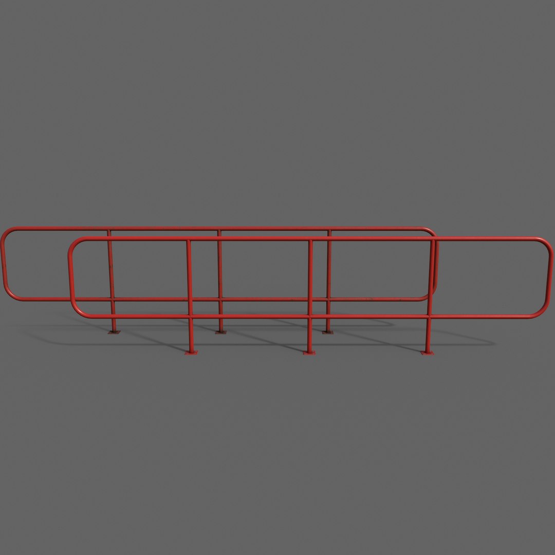 PBR Pedestrian Guard Rail Red V5 3D Model - TurboSquid 1867596