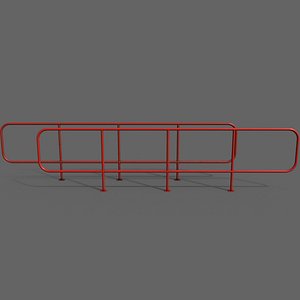 PBR Pedestrian Guard Rail Red V5 3D model