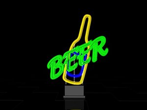 c4d neon beer sign