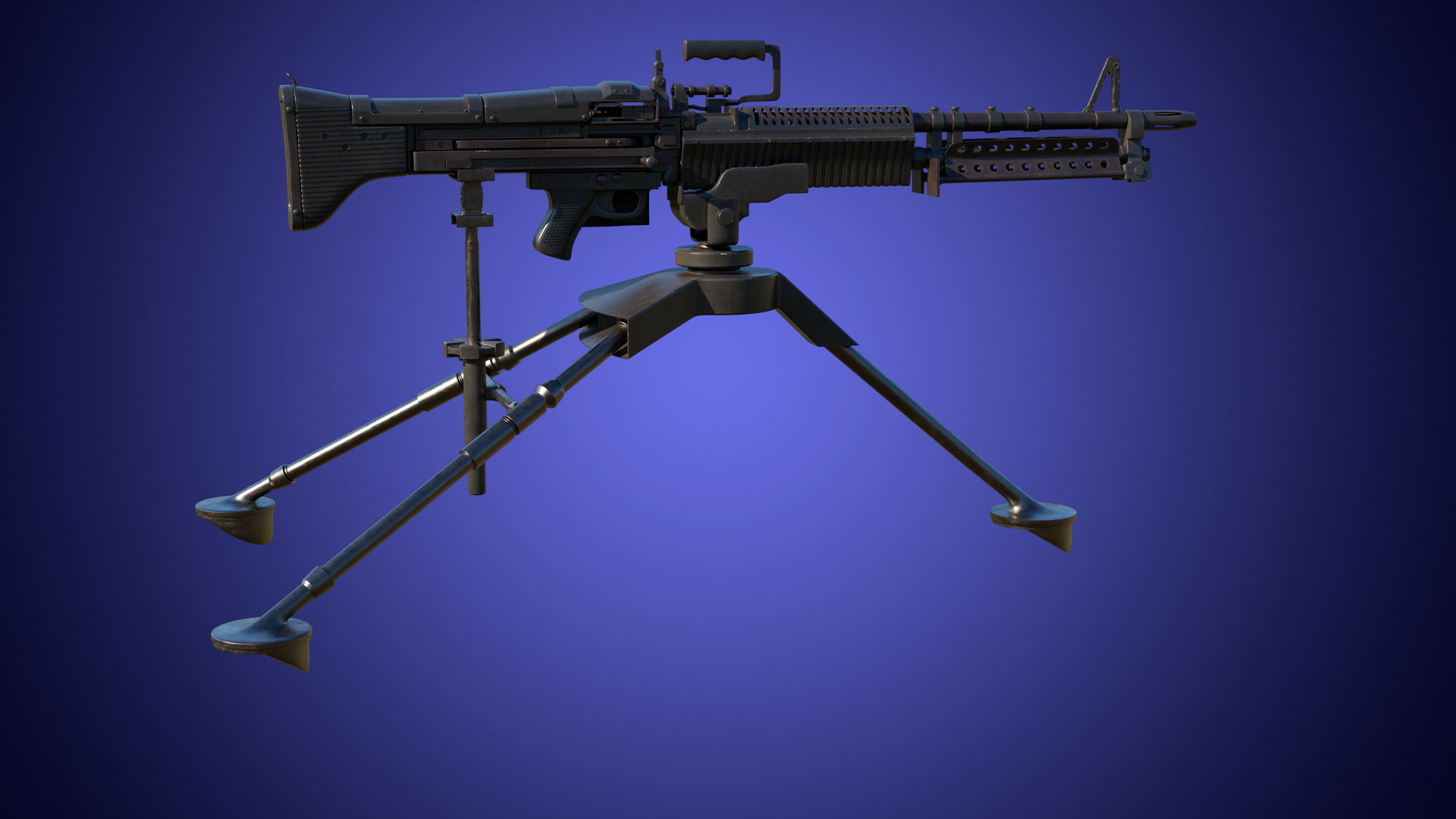 M60 Machine Gun PBR Unity UE Arnold V-Ray Textures Included 3D model ...