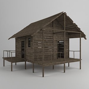 medieval wooden house 3d