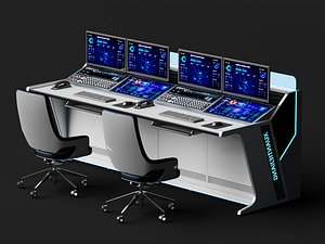 Dual Operator Control Console 3D Model 3D model