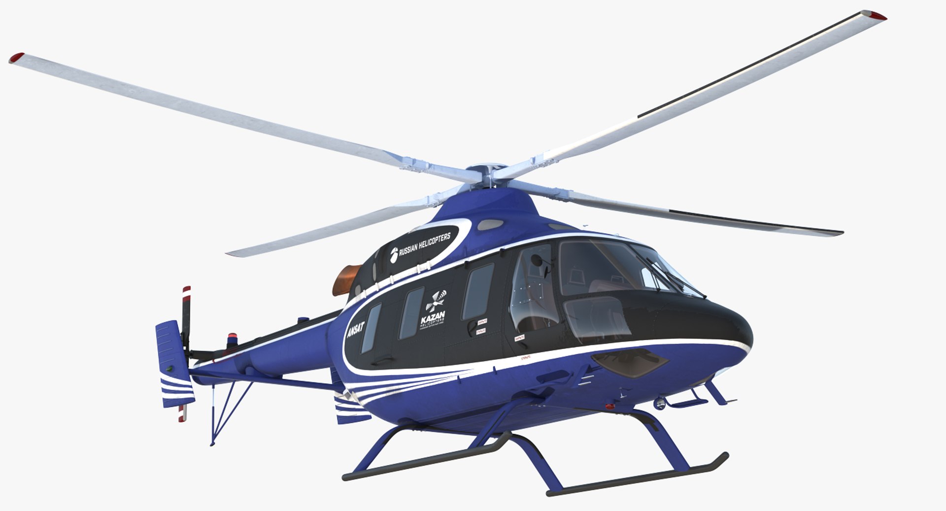 Light Helicopter Kazan Ansat Rigged 3D model preview