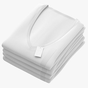 Folded TShirt V Neck 4 Pile White Black and Gray