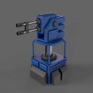 PBR Turret Gun 02 Blue 3D