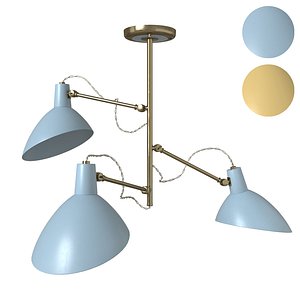 3D Retro Tiffany Mustard 3 Light Ceiling Lamp Chandelier