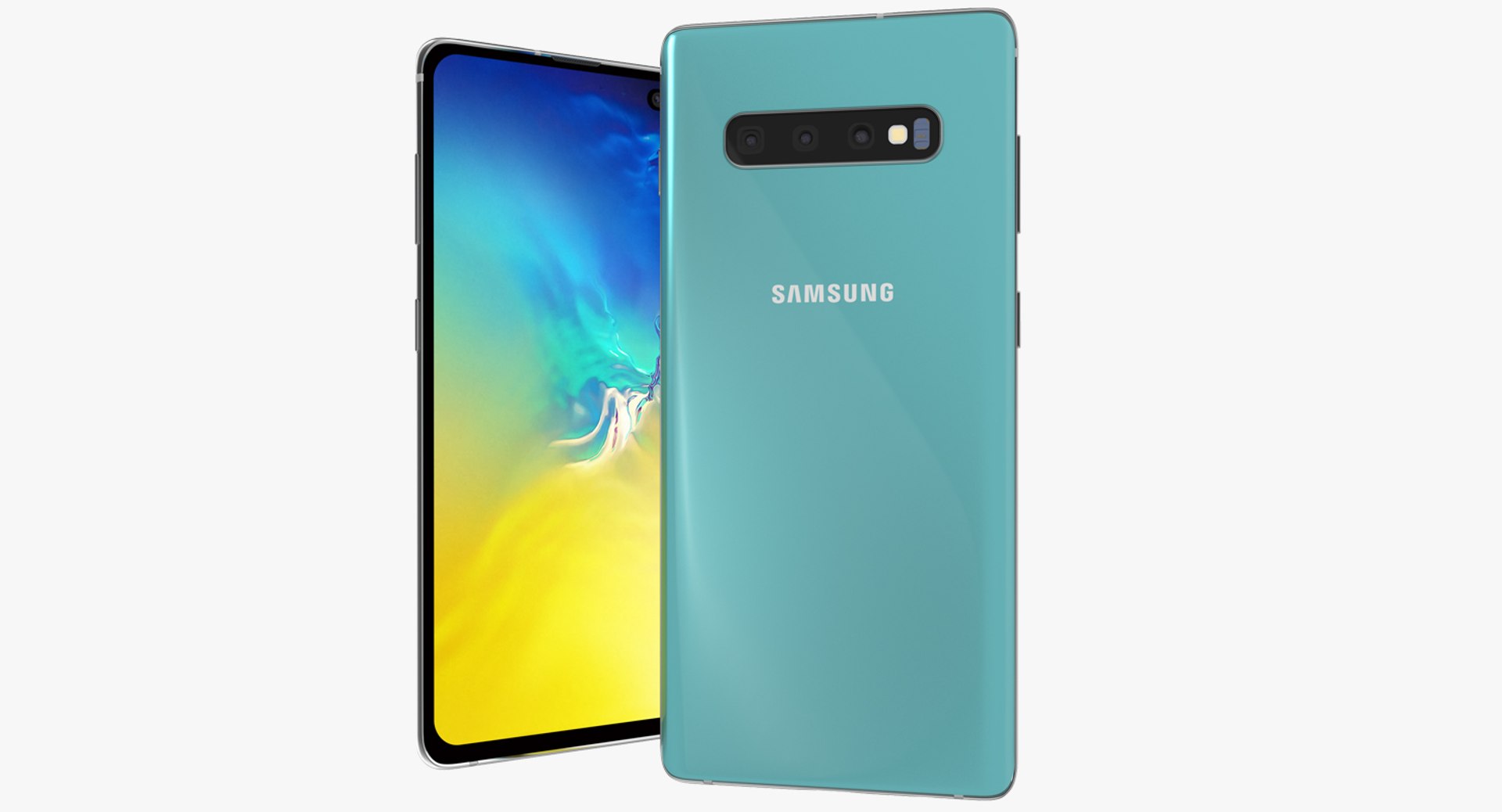 Aquamarine Samsung Galaxy S10 Plus 3D model preview