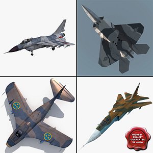 3d jet fighters rigged 3 model