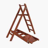 Wooden folding ladder
