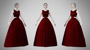 Dress 32 Burgundy Velvet 3D