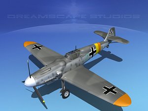 3d messerschmitt bf-109 fighter